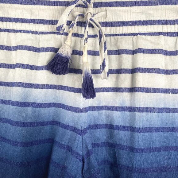 Vineyard Vines Dip Dye Stripe Pull On Shorts Linen Blend Tie Waist Women's XS - Picture 2 of 7